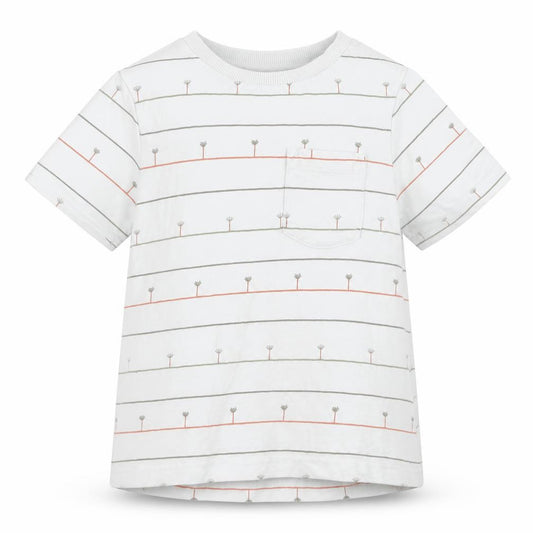 Front view of George boys’ blue striped basic t-shirt, size 12-18, months - trees