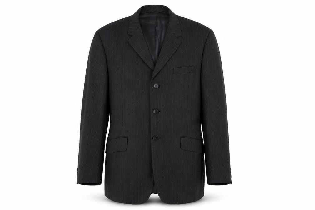 Front view of Preworn men’s black jacket suit jacket, size 38