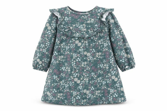 Front view of George girls’ green floral a-line, size 3-6, months