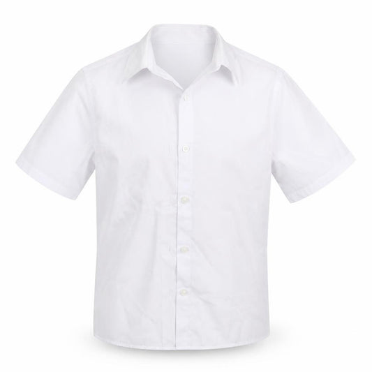 Front view of Marks & Spencer boys’ white basic button-up, size 7-8, years - school