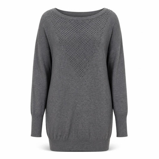 Front view of Wallis women’s grey geometric jumper dress, size S