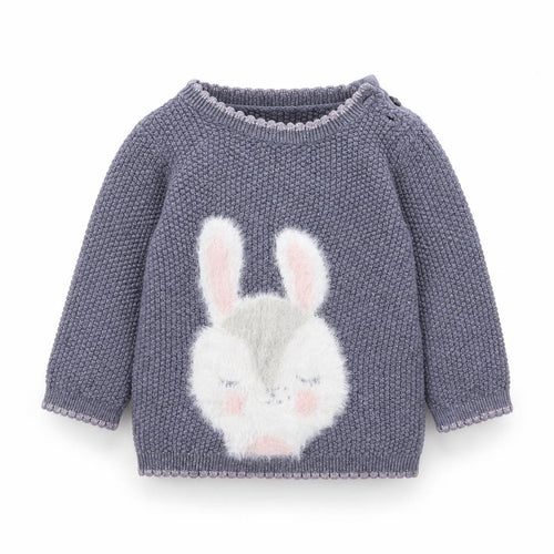 Asda George Girls Blue Animal Print  Pullover Jumper Size 3-6 Months