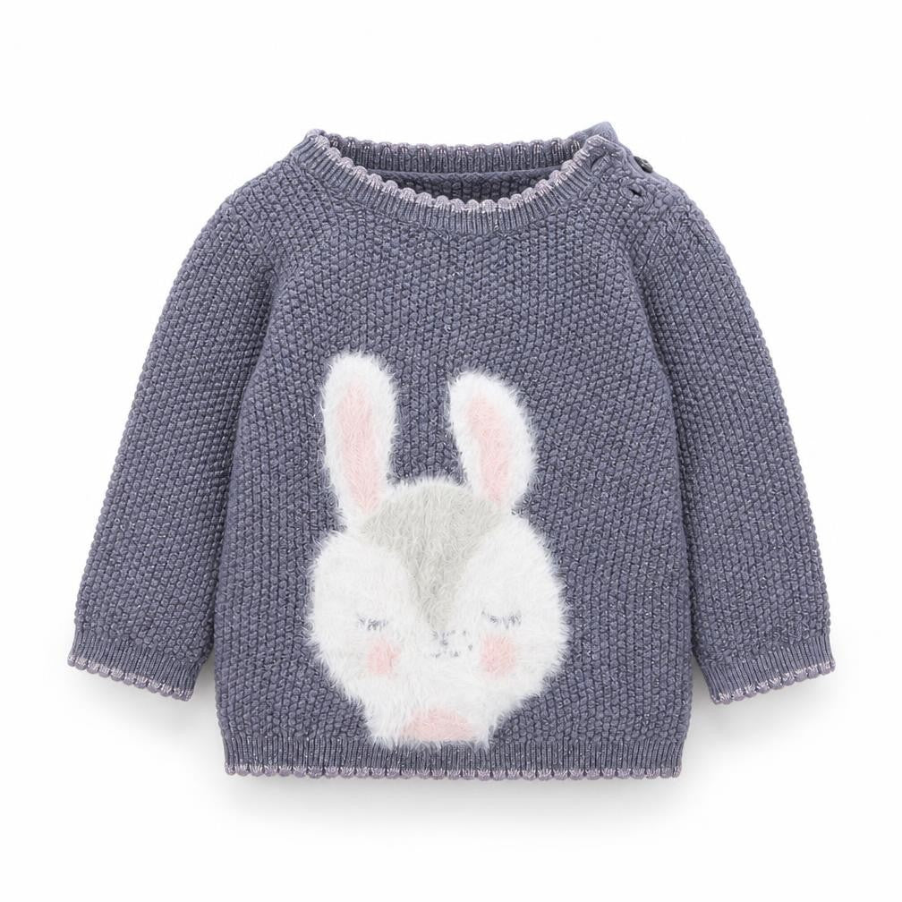 Asda George Girls Blue Animal Print  Pullover Jumper Size 3-6 Months