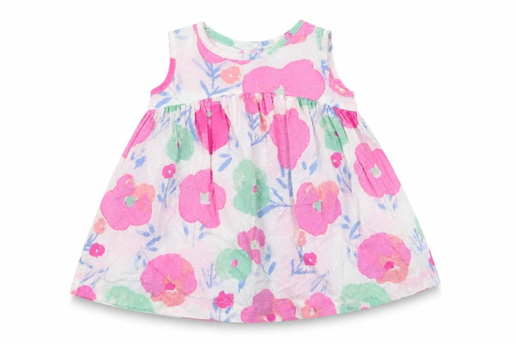 Front view of bluezoo girls’ multicoloured floral fit & flare, size 3-6, months