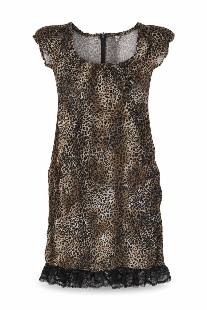 Internacionale Womens Brown Animal Print  A-Line  Size 8