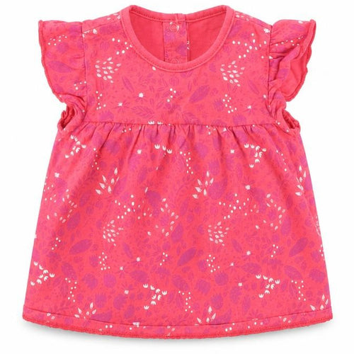Preworn Girls Red Floral  Basic T-Shirt Size 9-12 Months
