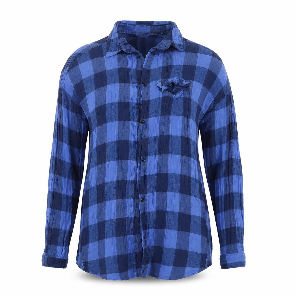 Lee Womens Blue Check  Basic Button-Up Size XS