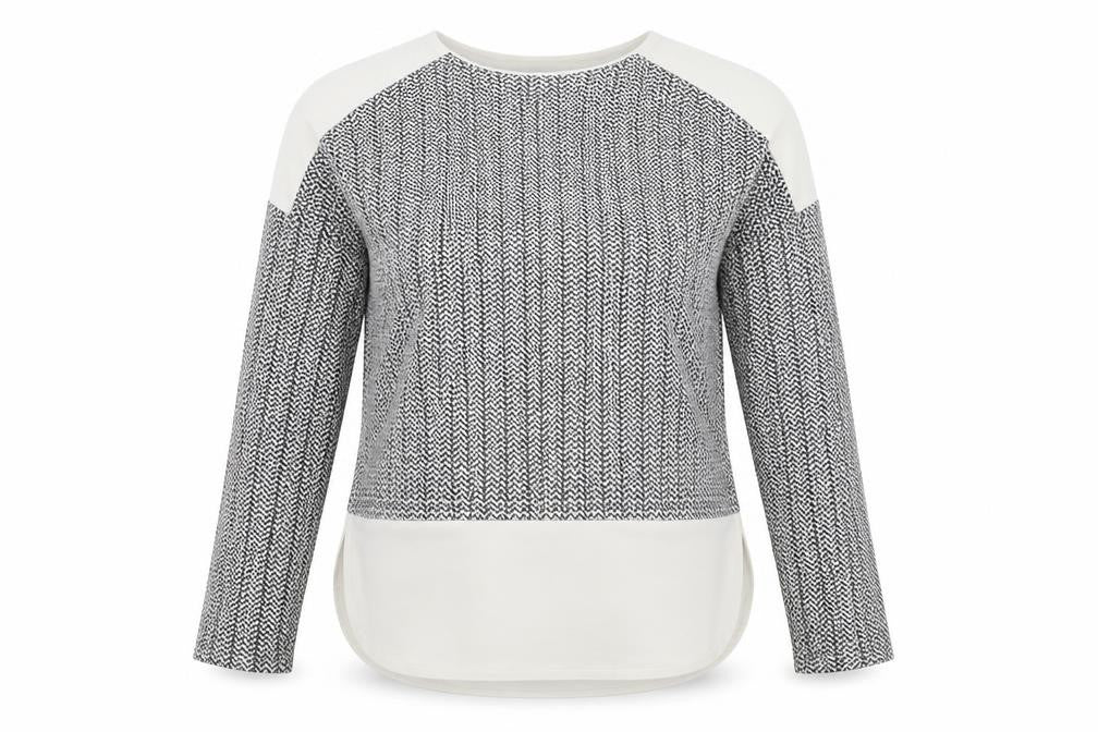 Front view of Parisian Collection women’s black geometric basic blouse, size UK 14