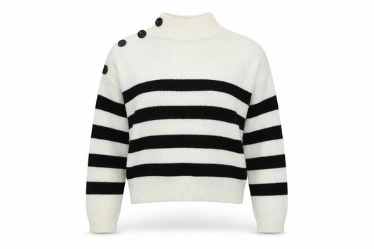 Front view of Primark women’s multicoloured striped knit jumper, size UK 6