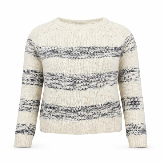 Front view of Papaya women’s white striped knit jumper, size UK 12