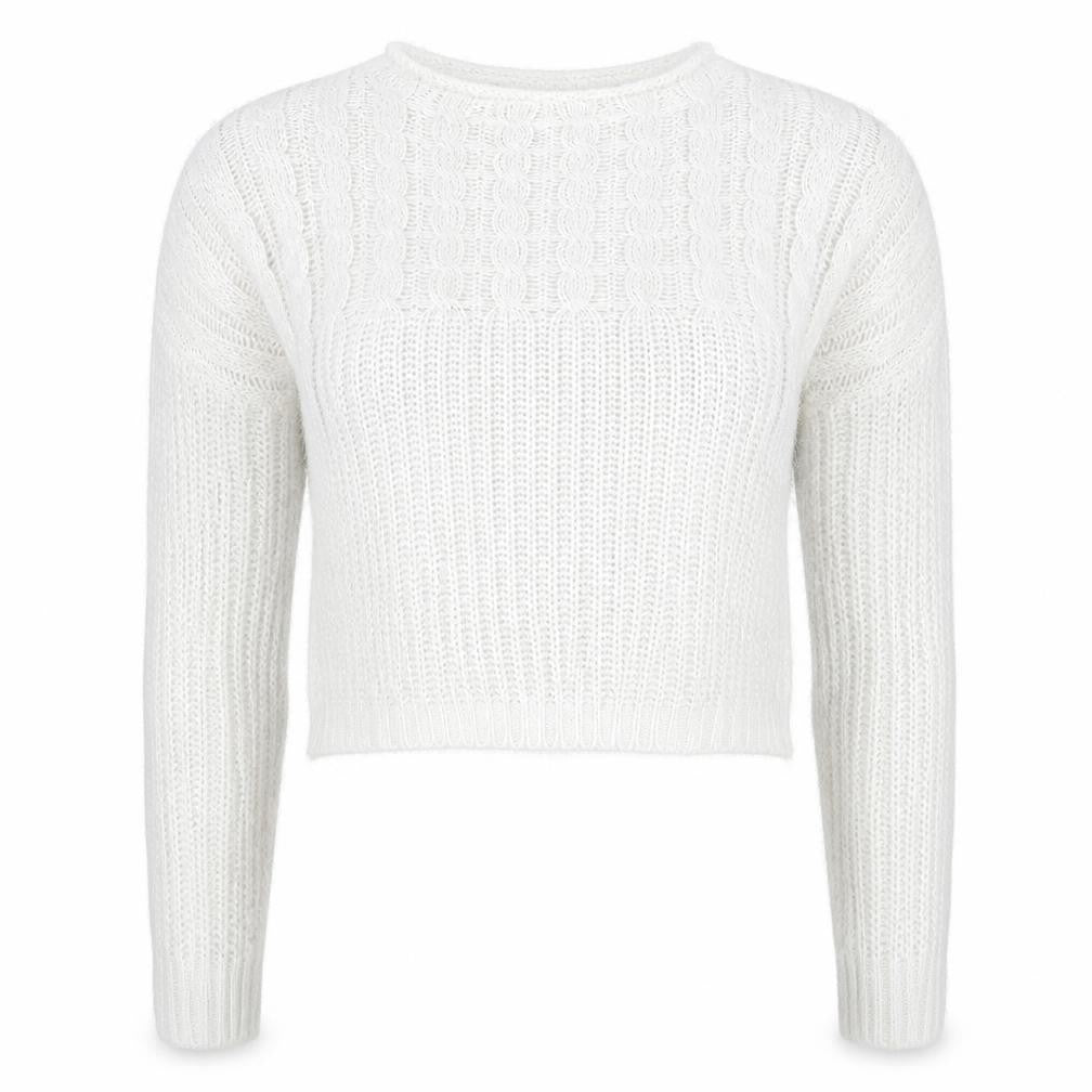Front view of Next women’s white knit jumper, size UK 8