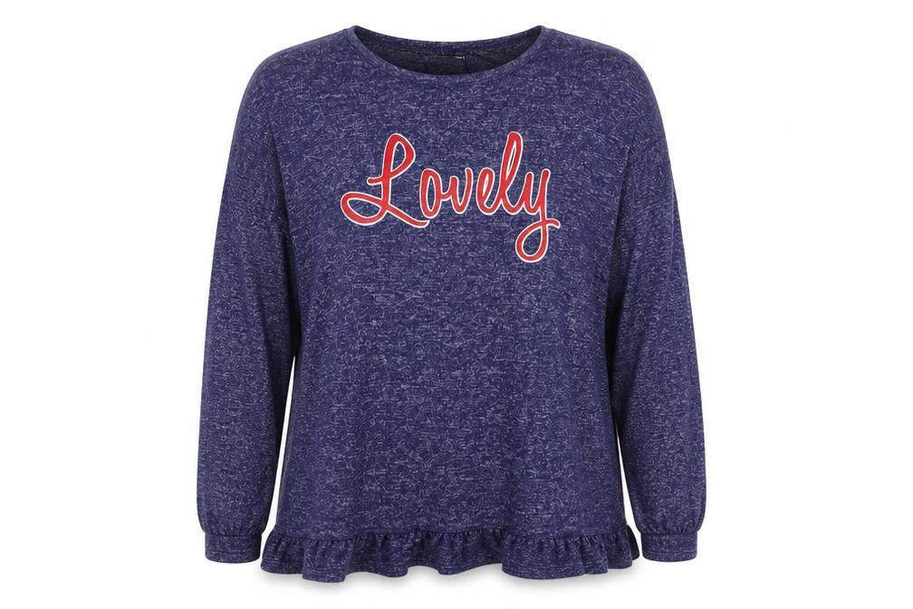 Front view of Time To Dream women’s blue jumper, size UK 20