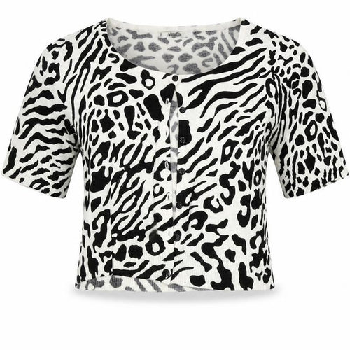M&Co Womens White Animal Print  Cardigan Jumper Size M