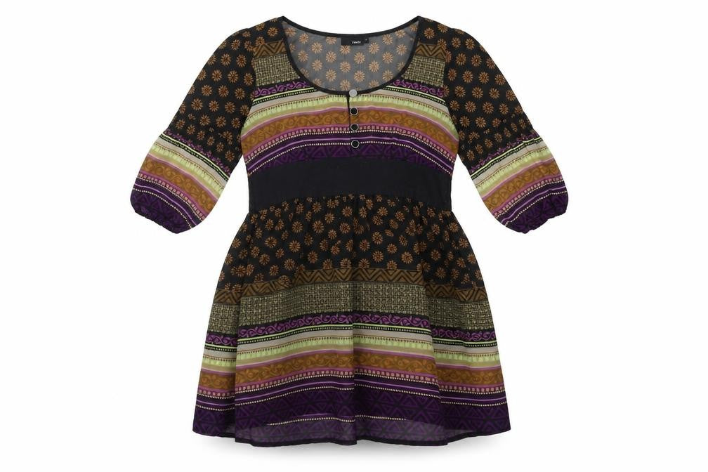 Front view of Next women’s beige geometric a-line, size UK 12