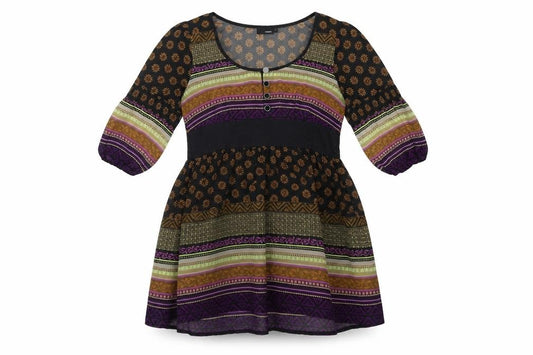 Front view of Next women’s beige geometric a-line, size UK 12