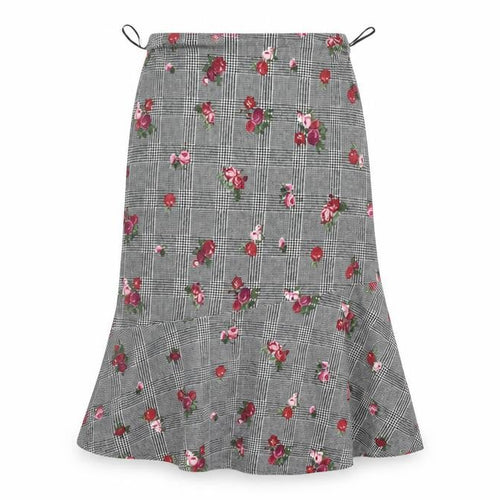 Preworn Womens Grey Floral  A-Line Skirt Size 12