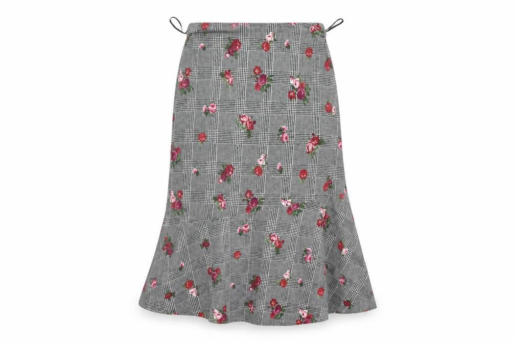 Preworn Womens Grey Floral  A-Line Skirt Size 12