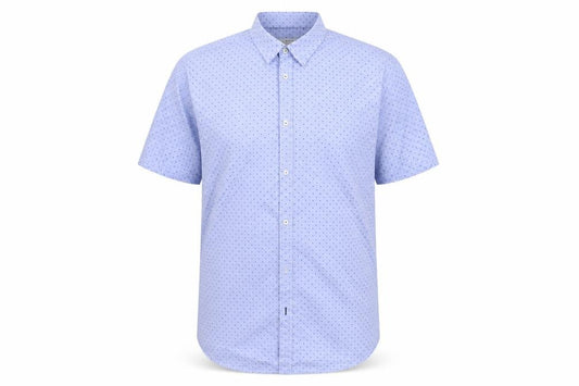 Front view of George men’s blue geometric button-up, size XL
