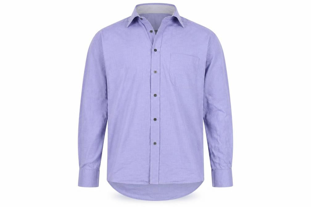 Front view of Austin Reed men’s blue button-up, size M