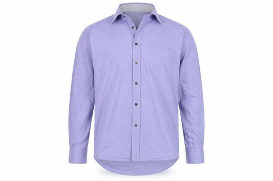 Front view of Austin Reed men’s blue button-up, size M