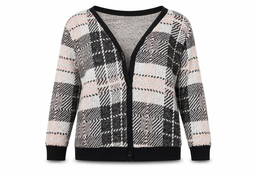 New Look Womens Beige Check  Cardigan Jumper Size S