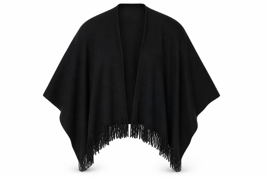 Front view of Preworn women’s black shawl/wrap