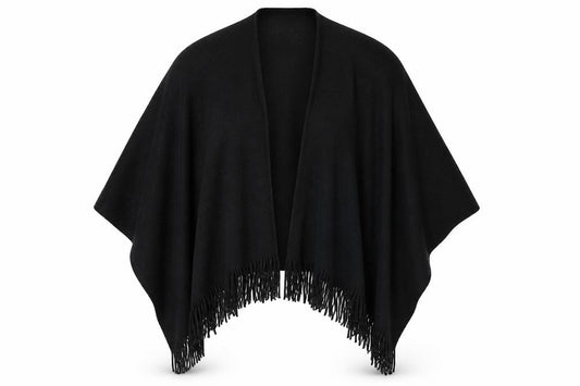 Front view of Preworn women’s black shawl/wrap