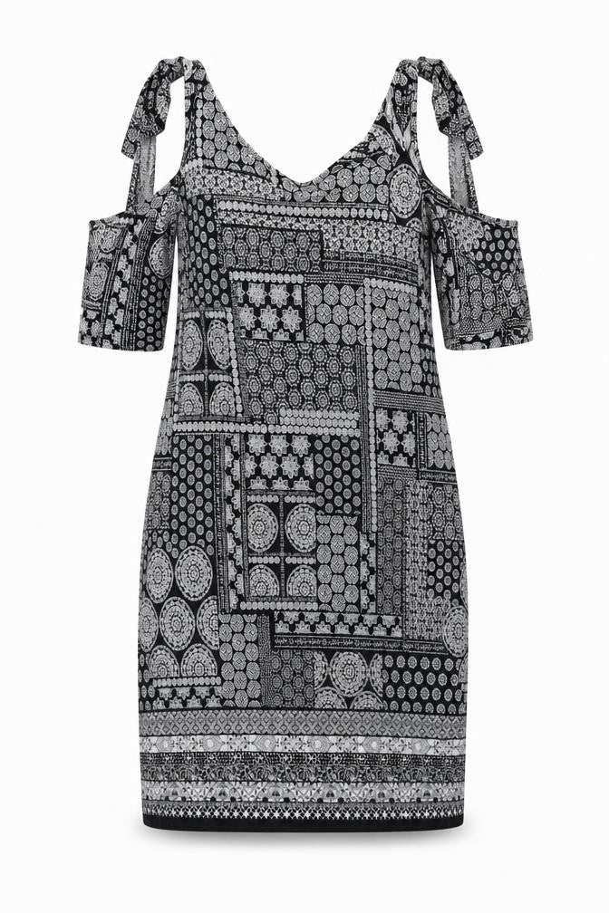 Front view of George women’s black geometric bodycon, size UK 8