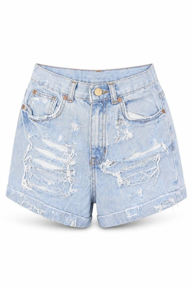 Topshop Womens Blue  Denim Cut-Off Shorts Size 26 in