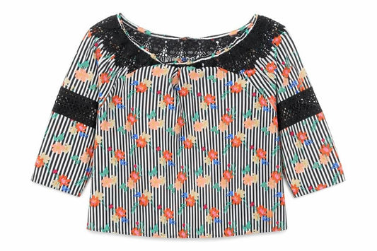 Front view of Papaya women’s white striped basic blouse, size UK 14