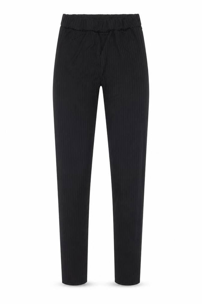 Front view of Preworn women’s black trousers, size S, 27-inch leg