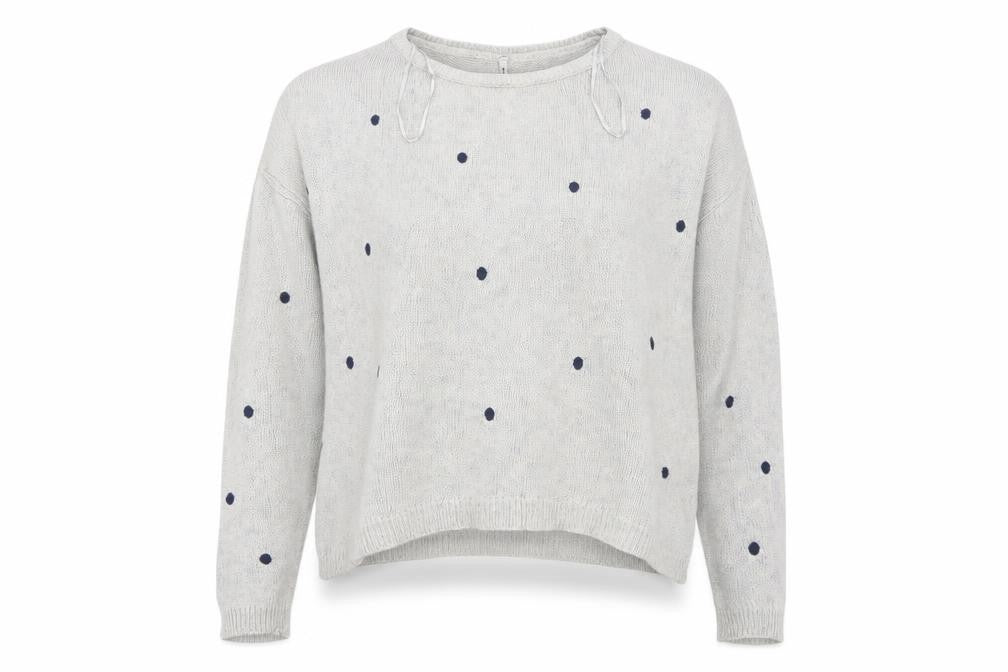 Front view of Stradivarius women’s grey polka dot jumper, size M