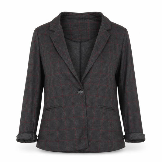 Front view of New Look women’s grey check jacket blazer, size UK 10