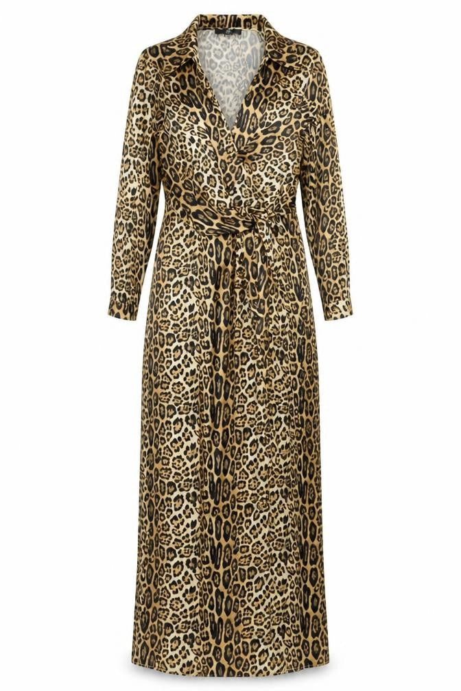 Front view of Missguided women’s gold animal print shift, size UK 4