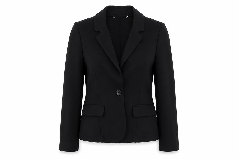 Front view of Preworn women’s black jacket blazer, size S