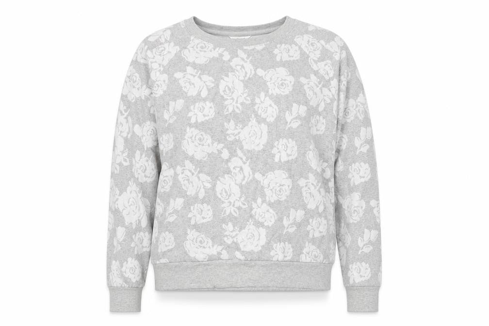 Bethany Mota Womens Grey Floral  Pullover Jumper Size M
