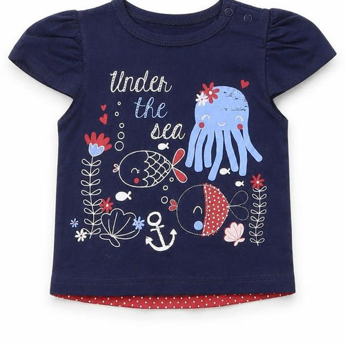 Lily & Jack Girls Blue Animal Print  Pullover Blouse Size 6-9 Months  - Under the Sea