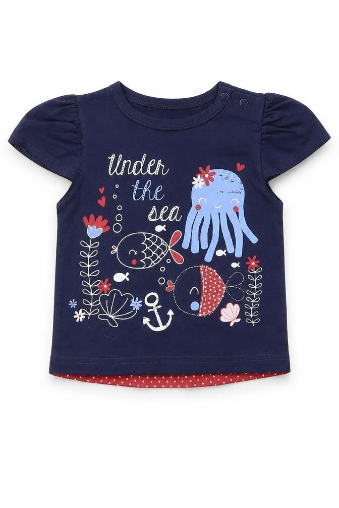 Lily & Jack Girls Blue Animal Print  Pullover Blouse Size 6-9 Months  - Under the Sea
