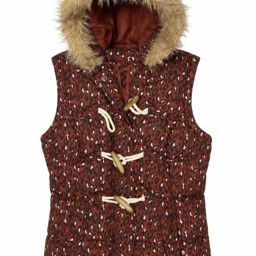 George Womens Brown Animal Print  Gilet Coat Size 8