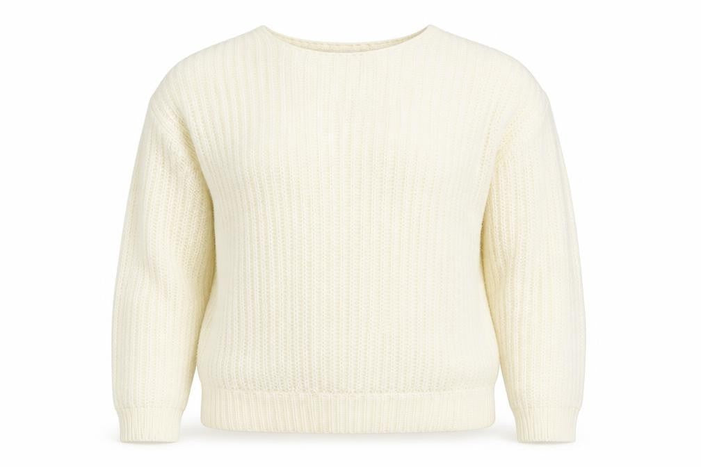 Front view of ASOS women’s ivory knit jumper, size UK 10, - open back