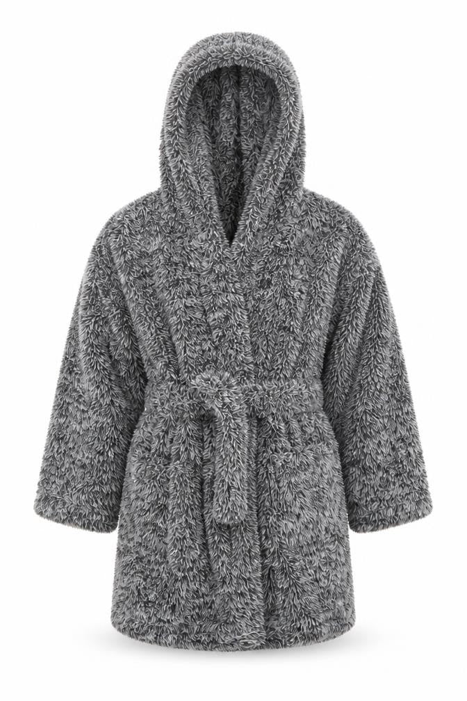 Front view of Matalan boys’ grey geometric robe, size 4, years