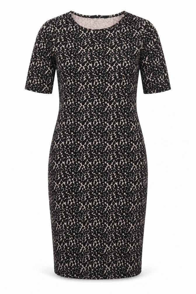 Dorothy Perkins Womens Black Animal Print Jacquard Pencil Dress  Size 6