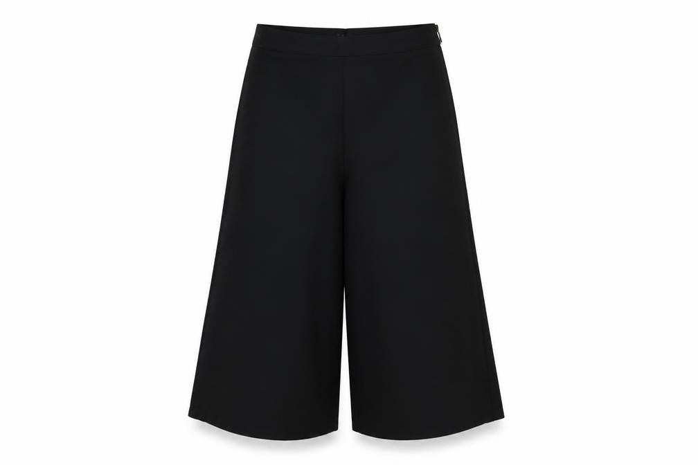 Front view of Miss Selfridge women’s black trousers, size UK 8, 20-inch leg