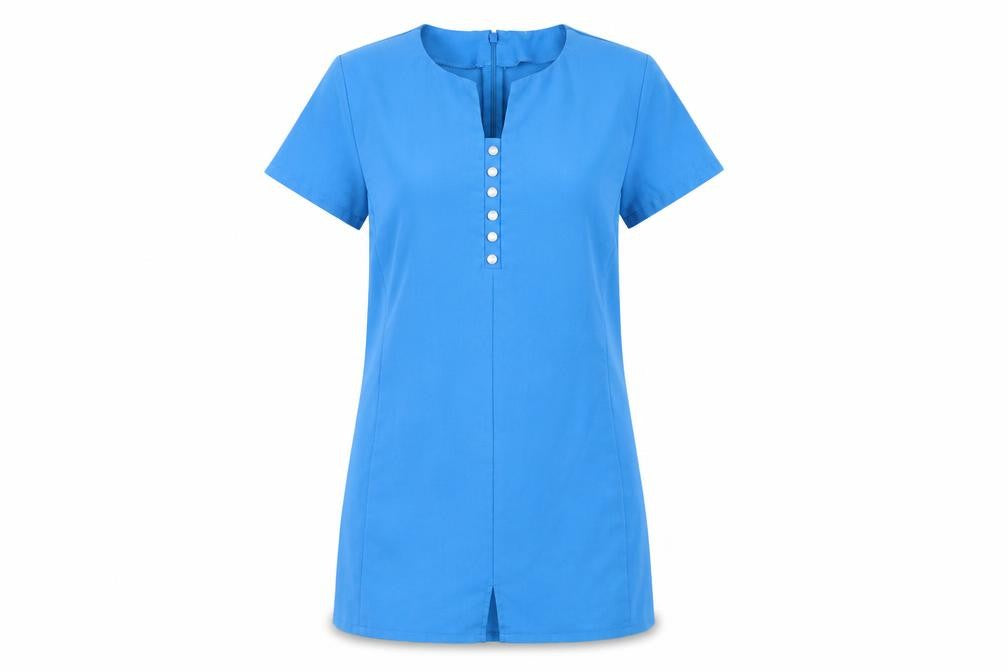 Front view of Alexander women’s blue tunic t-shirt, size UK 8