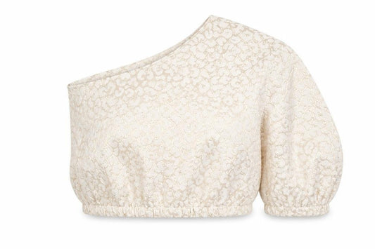 Front view of PRETTYLITTLETHING women’s ivory animal print basic blouse, size UK 12