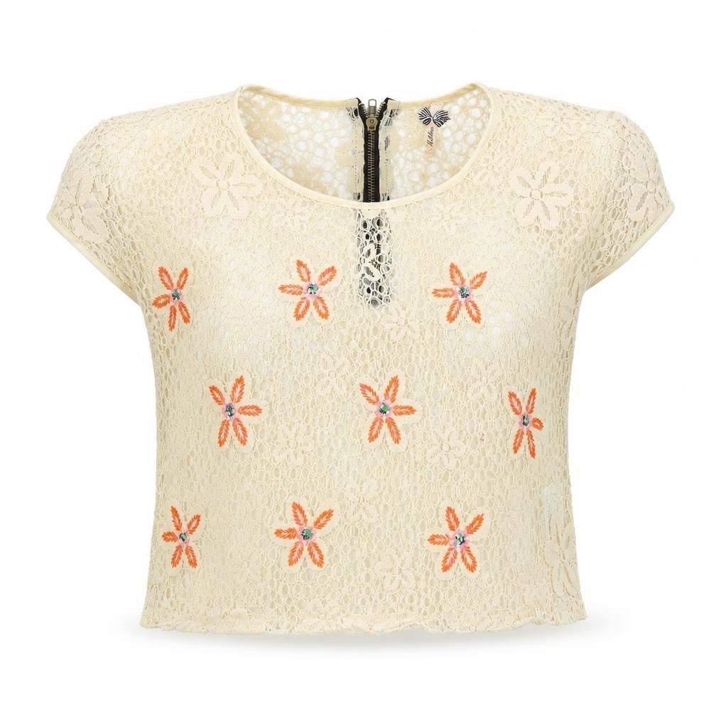 ribbon Womens Beige Colourblock  Basic T-Shirt Size M