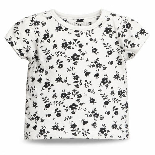 nut,eg Girls White Floral  Basic T-Shirt Size 3-6 Months