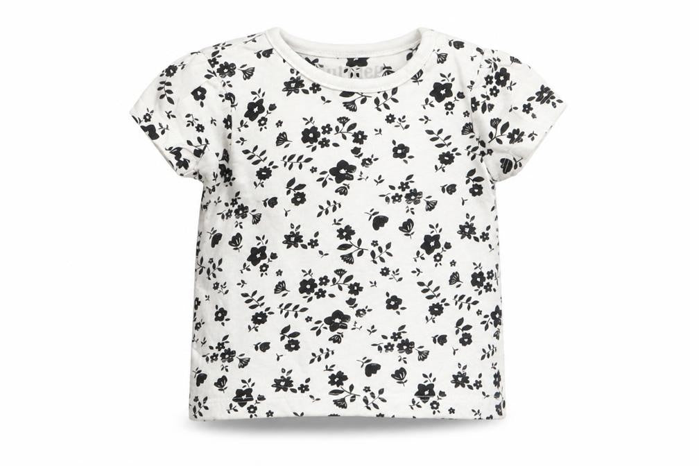 nut,eg Girls White Floral  Basic T-Shirt Size 3-6 Months