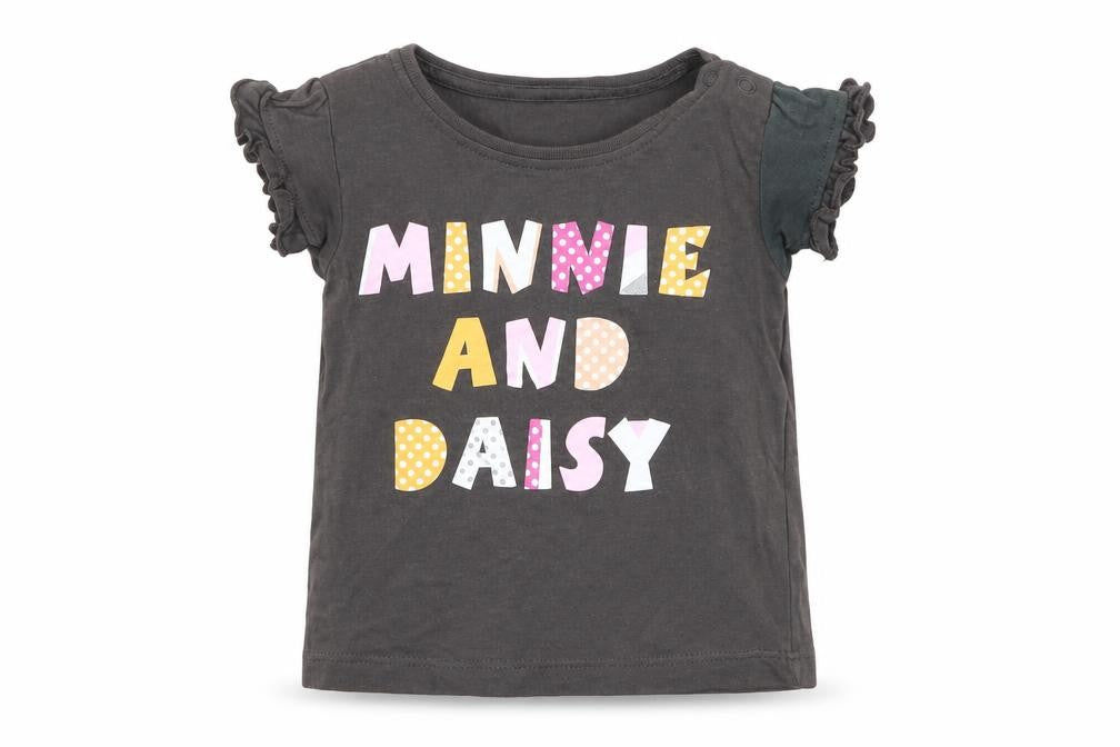 Front view of Primark girls’ grey basic t-shirt, size 3-6, months - disney