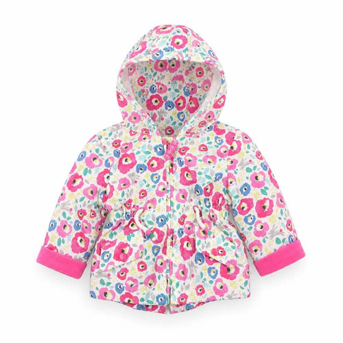 F&F Girls Multicoloured Floral  Basic Coat Coat Size 0-3 Months